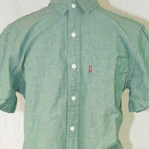 LNC 100% Cotton Standard Fit Levi’s Mens Small Green Button Down Short Sleeve